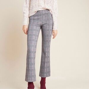 Anthropologie The Essential Crop Flare Plaid Ankle Pants Petite SP